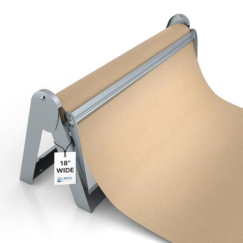 Bryco Goods - 18 Inches All Paper Roll Dispenser and Cutter Made of Heavy-Duty Steel Frame & Sharp Blade. Holds, Dispenses & Cuts. Wall Mountable & Non-Slip Tabletop. Ideal Butcher Paper Dispenser - Image 1